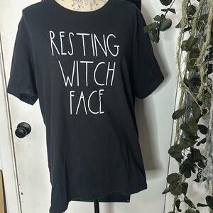 Black Resting Witch Face Graphic Tee XL